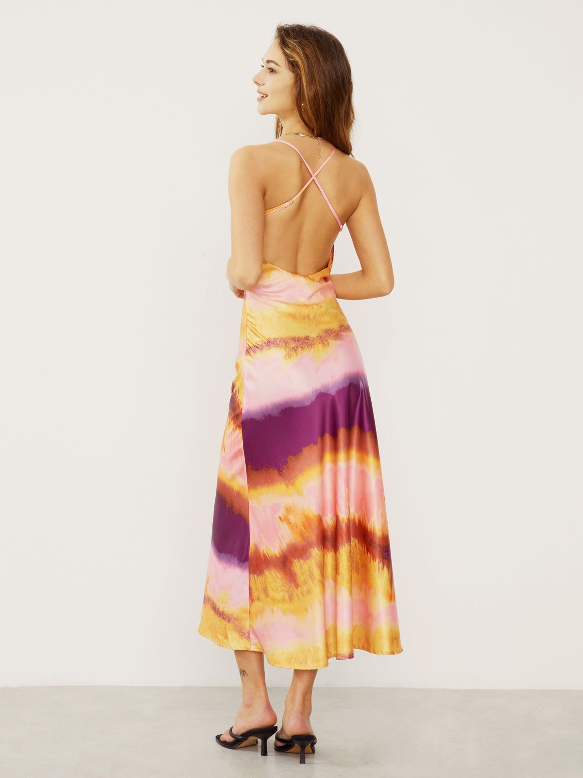 Tie Dye Open Back Slip Long Dress sold by COMMENSE product image thumbnail 2