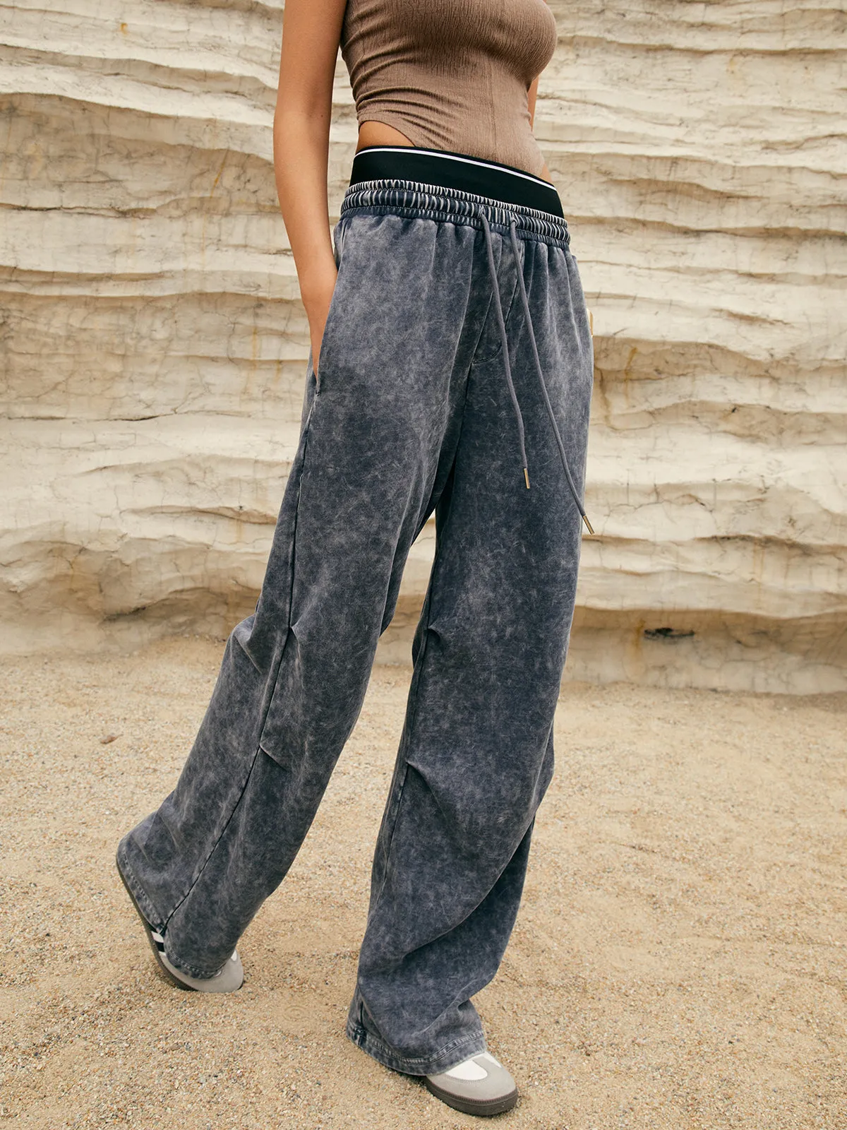 Washed Jersey Drawstring Elastic Sweatpants sold by COMMENSE product image thumbnail 3