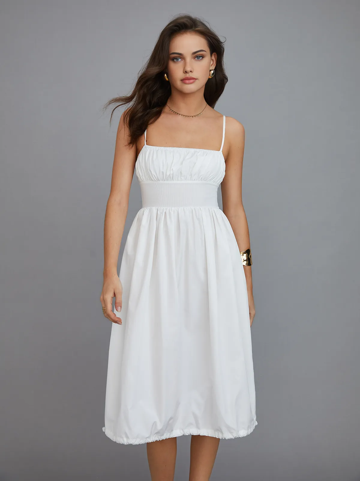 Solid Pleated Midi Dress sold by COMMENSE product image thumbnail 4