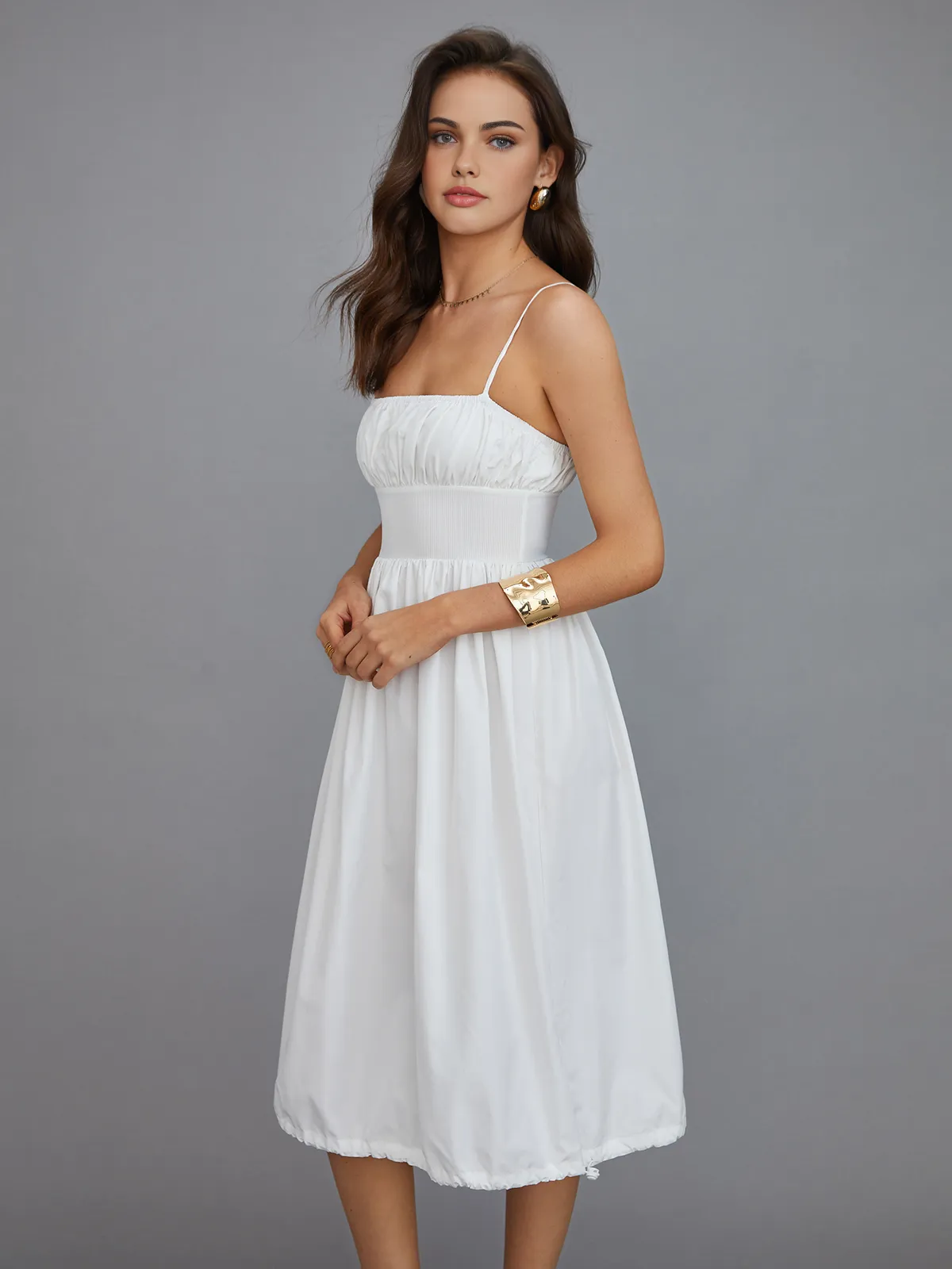 Solid Pleated Midi Dress sold by COMMENSE