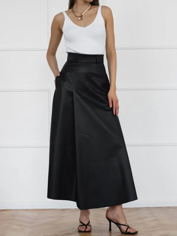 Effortless Faux Leather Maxi Skirt sold by COMMENSE