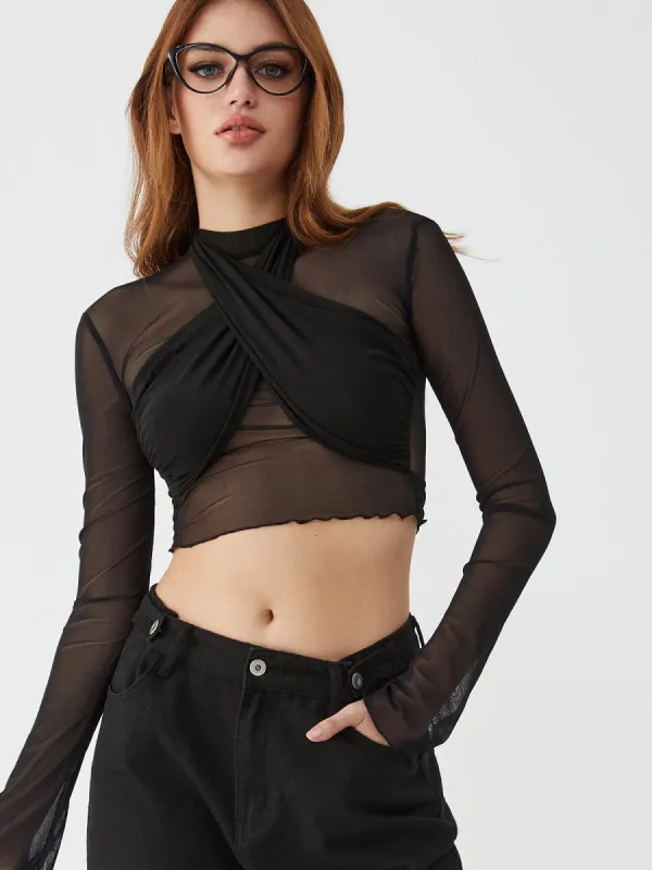 Patchwork Criss Cross Shirt sold by COMMENSE