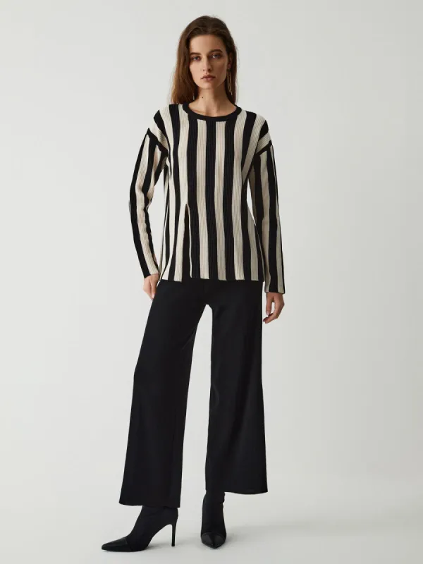 Stripe Rib Top With Matching Pants made by COMMENSE