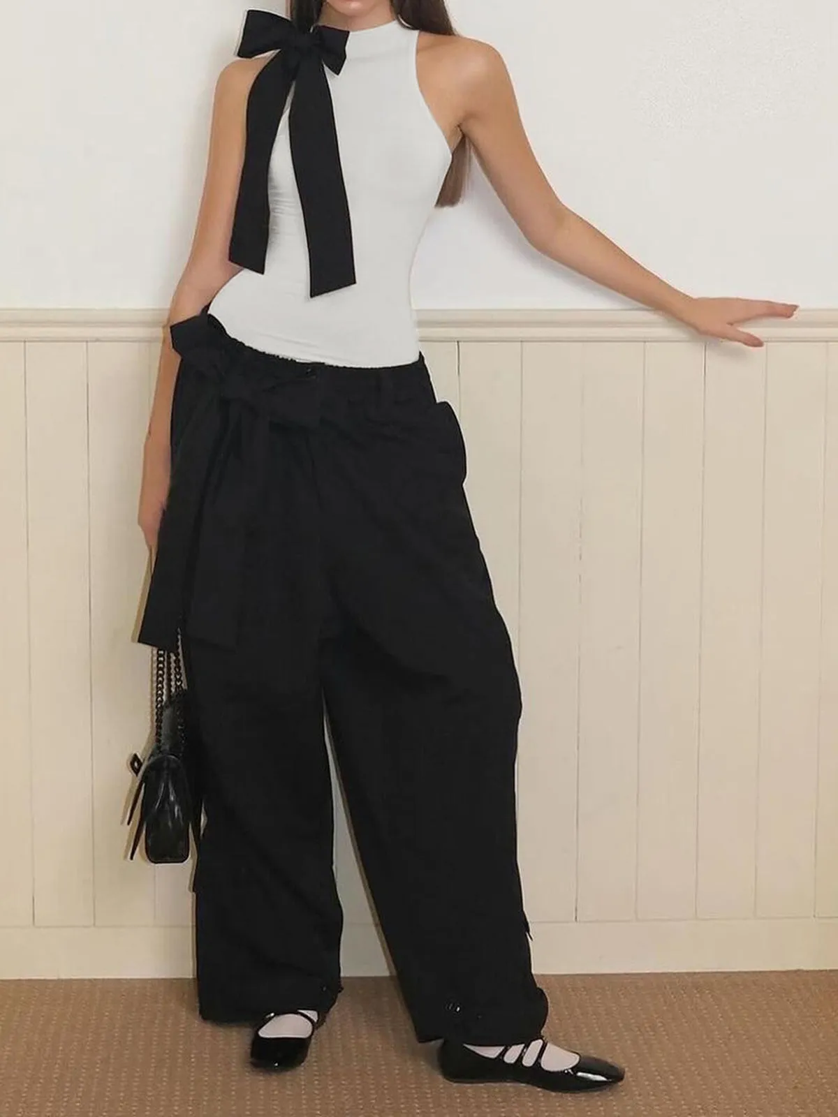 Bow Decorated Sleeveless Bodysuit sold by COMMENSE product image thumbnail 4