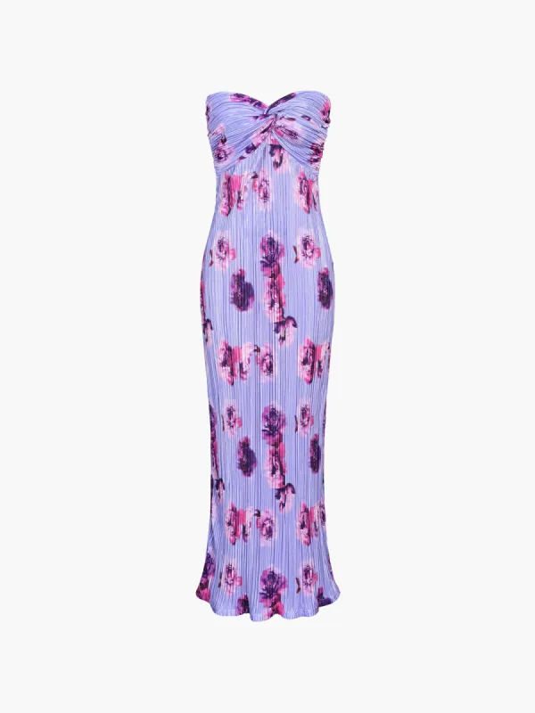 Floral Plisse Twist Tube Long Dress sold by COMMENSE