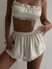 Lettuce Trim Bow Decor Shorts Set sold by COMMENSE