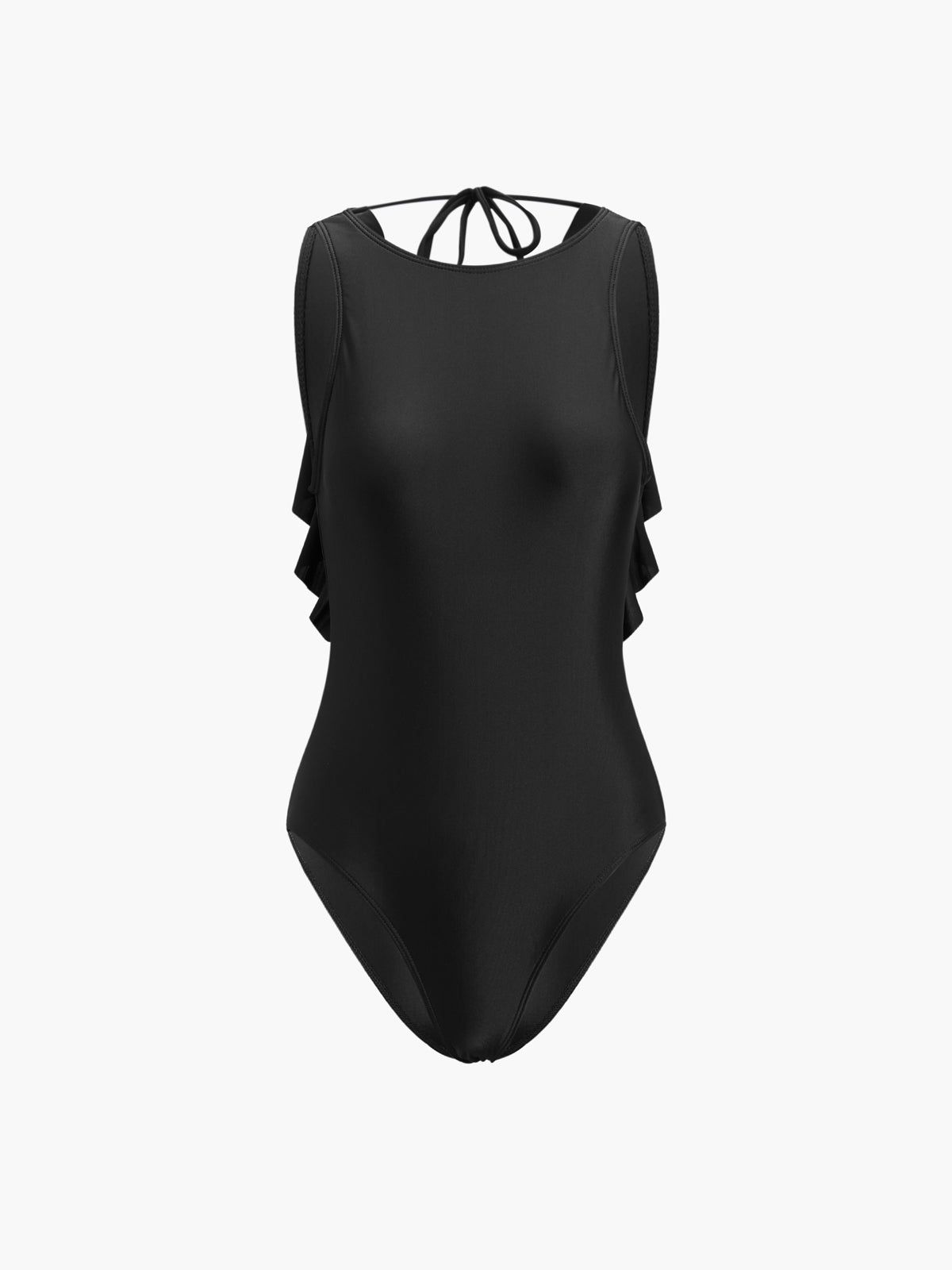 Ruffle Hem Open Back One-Piece Swimsuit sold by COMMENSE
