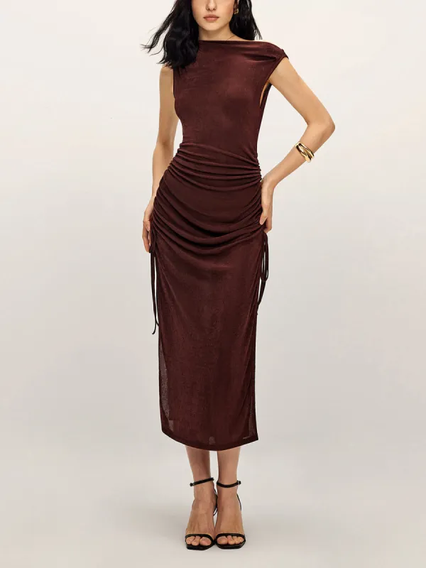 Drawstring Split Tank Midi Dress sold by COMMENSE