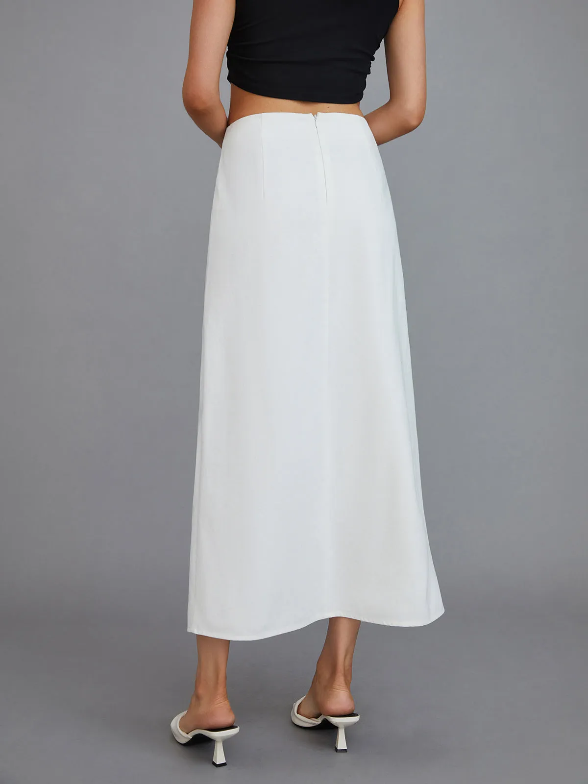 Multi-Button Split Middle Waist Maxi Skirt sold by COMMENSE product image thumbnail 5