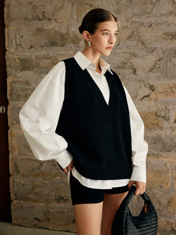Single Piece Plain Sweater Vest sold by COMMENSE