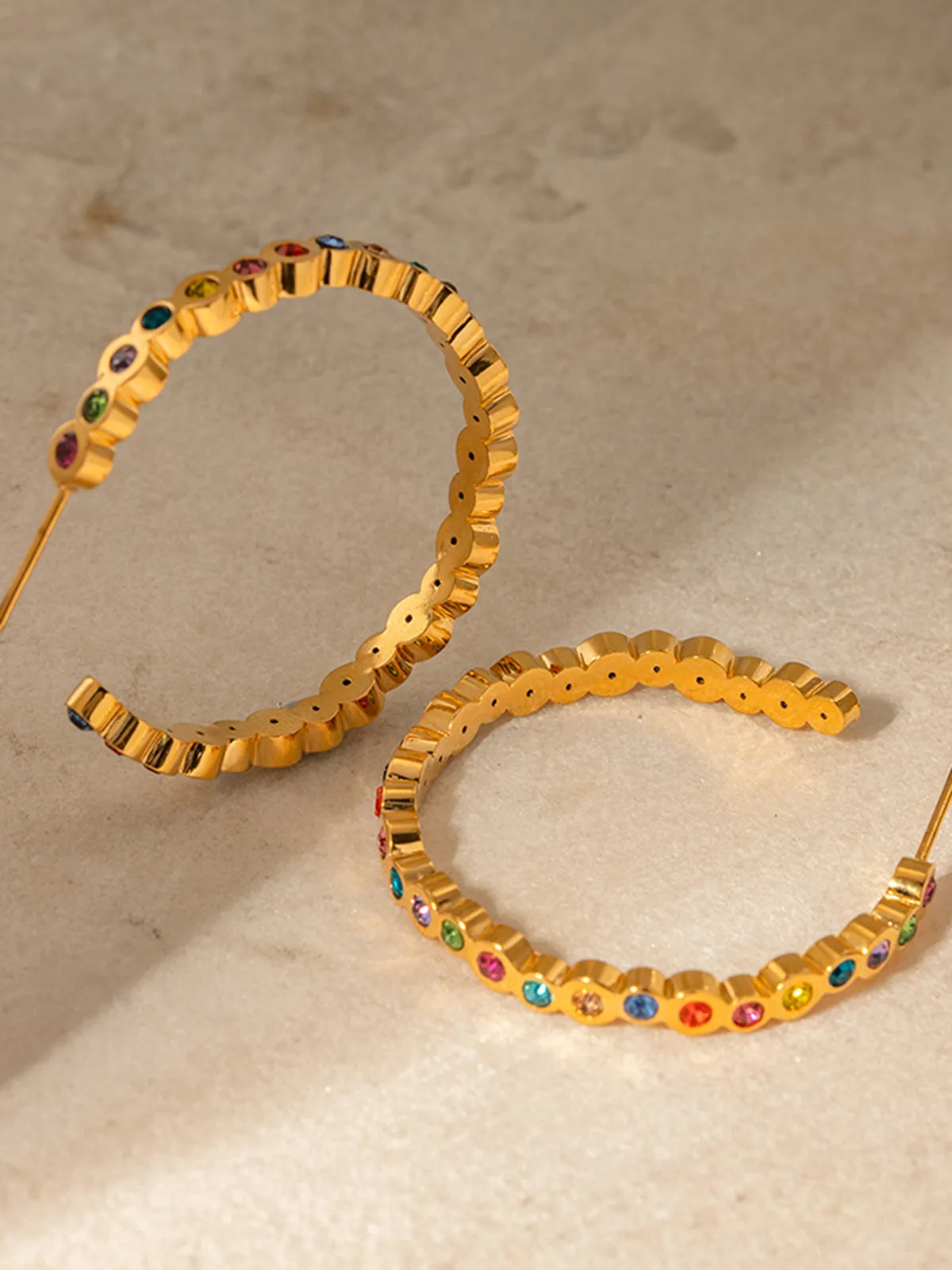 Golden Rainbow Hoop Earrings sold by COMMENSE product image thumbnail 3