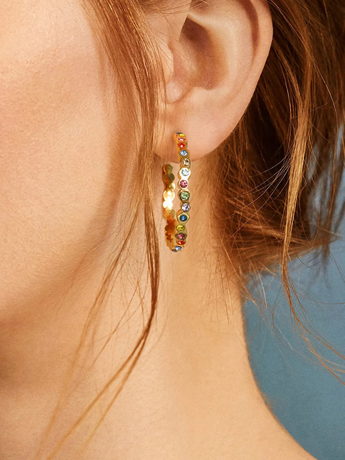 Golden Rainbow Hoop Earrings sold by COMMENSE product image thumbnail 2