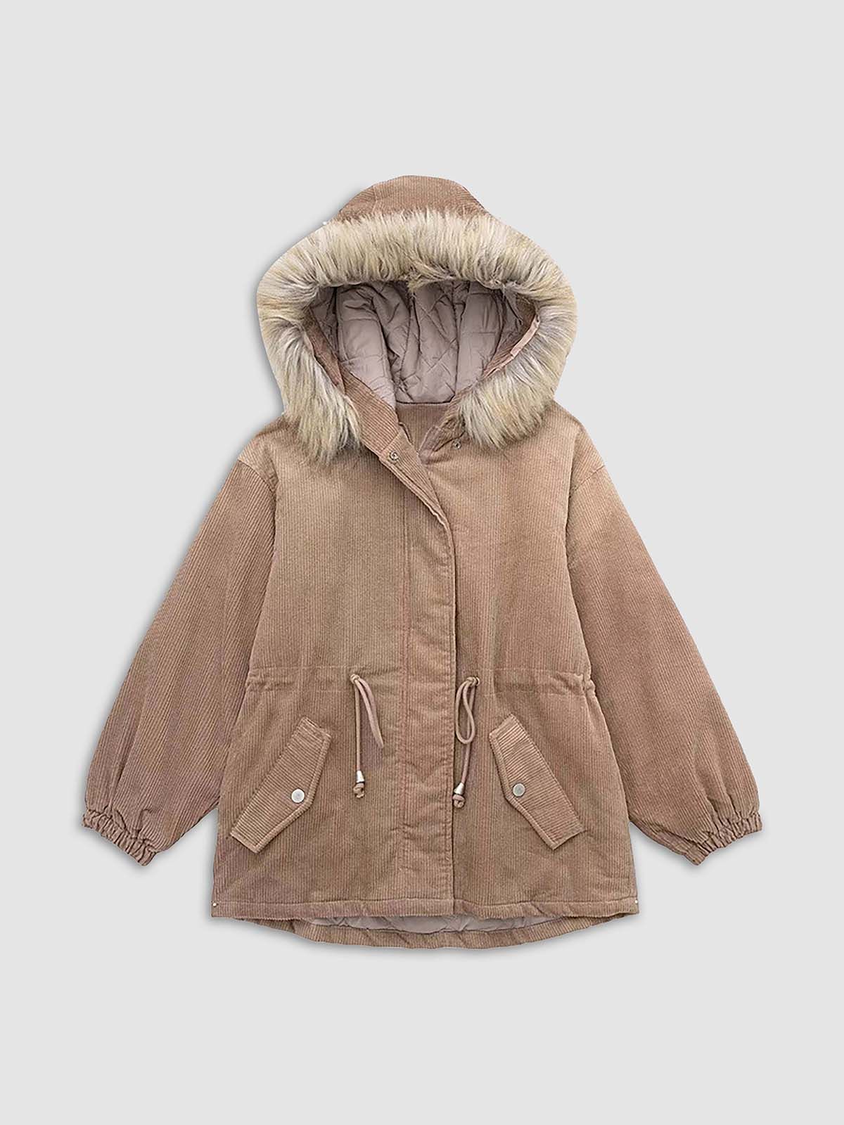 Fluffy Trim Winter Coat sold by COMMENSE