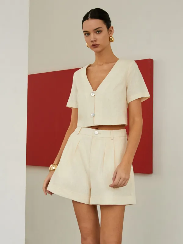 Cotton & Linen Pockets Shorts Set sold by COMMENSE