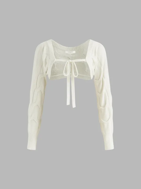 Plain Lace Up Shrug Knit Outwear sold by COMMENSE