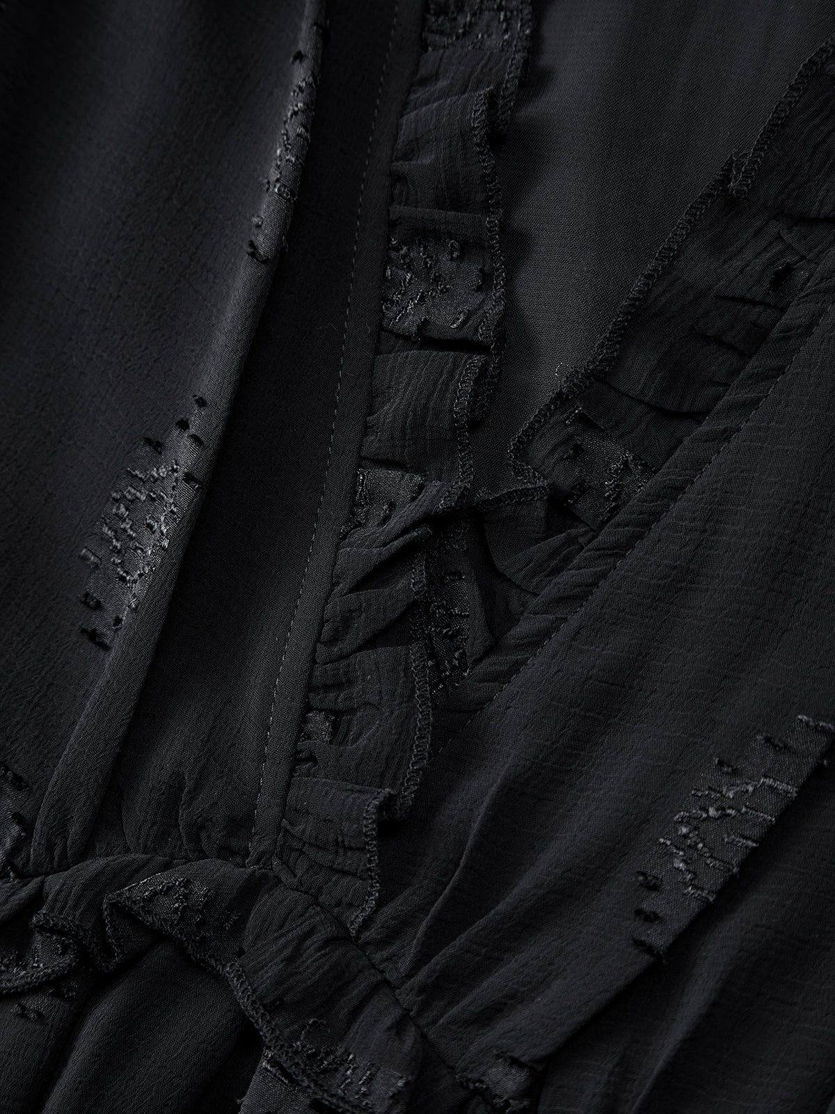 V-Neck Mesh Long Sleeve Midi Dress sold by COMMENSE product image thumbnail 4