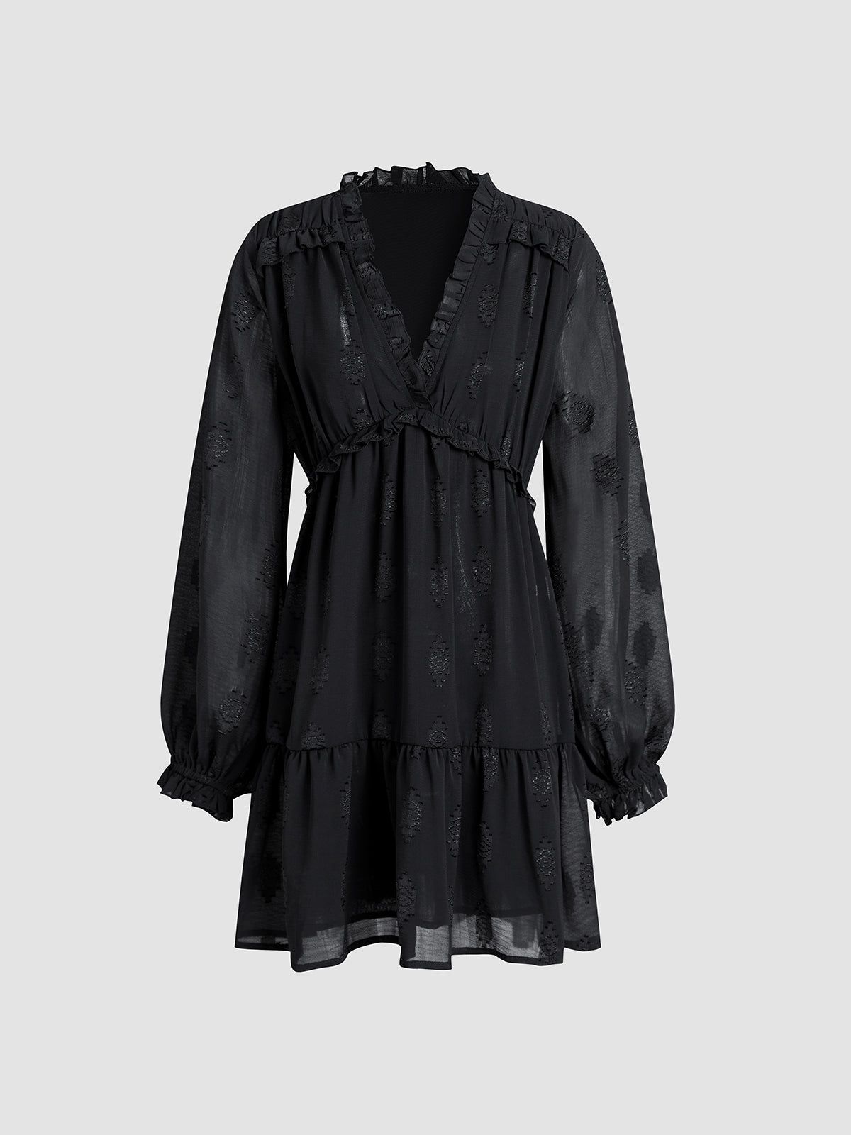 V-Neck Mesh Long Sleeve Midi Dress sold by COMMENSE