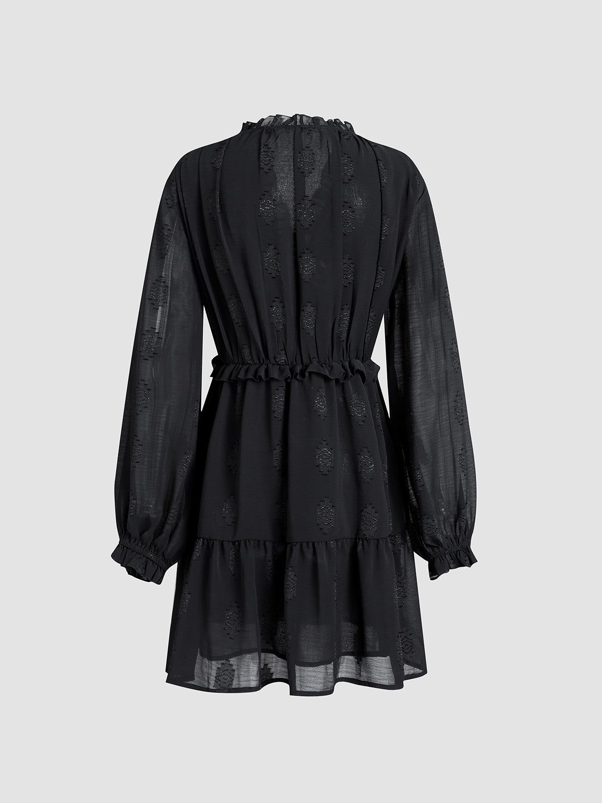 V-Neck Mesh Long Sleeve Midi Dress sold by COMMENSE product image thumbnail 2