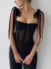 Tied Mesh Corset Crop Top sold by COMMENSE