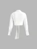 Long Sleeve Belted Crop Top sold by COMMENSE