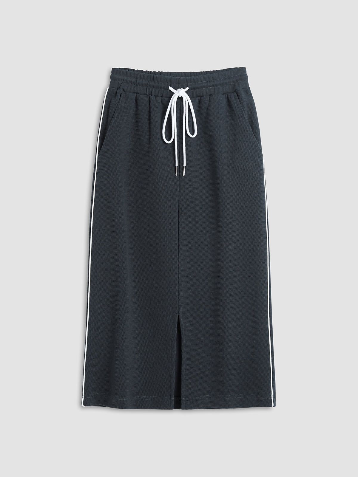 Solid Drawstring Slit Skirt sold by COMMENSE