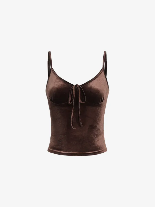 Velvet Cup Detail Crop Cami Top sold by COMMENSE