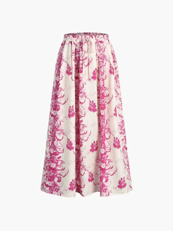 Majolica Floral Maxi Skirt sold by COMMENSE