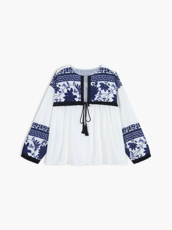 Majolica Floral Blouse sold by COMMENSE