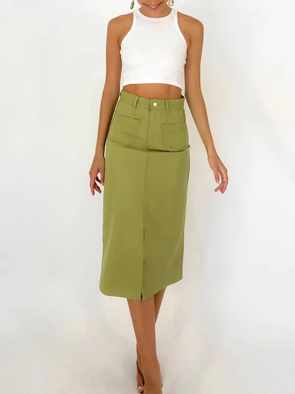 Greenfield Denim Buttoned Skirt made by COMMENSE