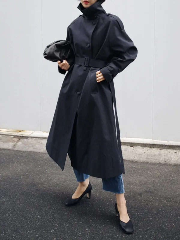 City Walk Stand Collar Trench Coat sold by COMMENSE