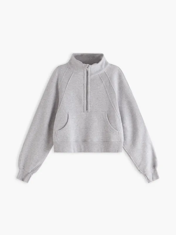 Pocket Half Zip Stand Collar Hoodie sold by COMMENSE