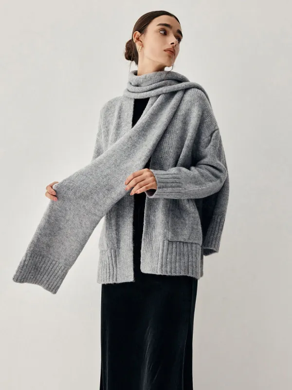 Double Pockets Kimono Cardigan With Matching Scarf sold by COMMENSE