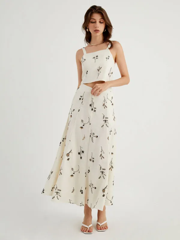 Embroidered Floral Back Tied Crop Top sold by COMMENSE