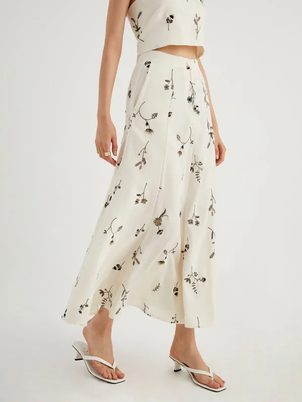 Embroidered Floral Long Skirt sold by COMMENSE