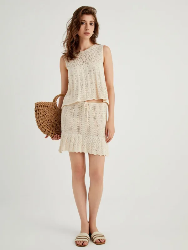 Diamonds Eyelet Cutout Tank Top sold by COMMENSE