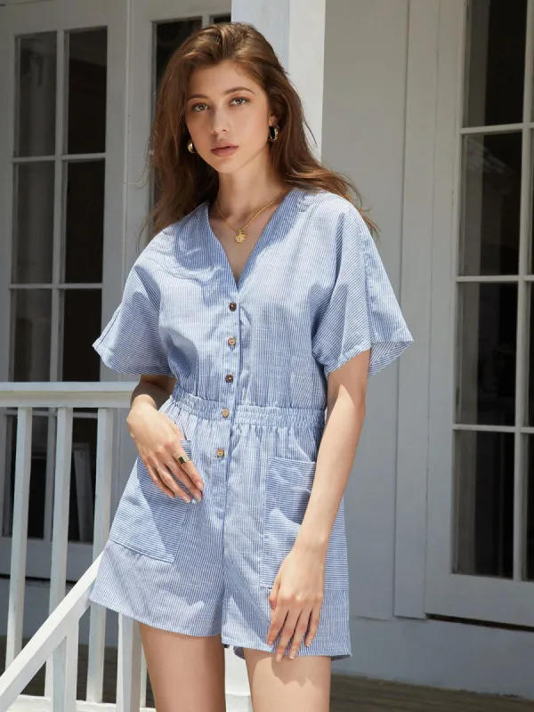 Coastal Breeze Stripe Jumpsuit sold by COMMENSE