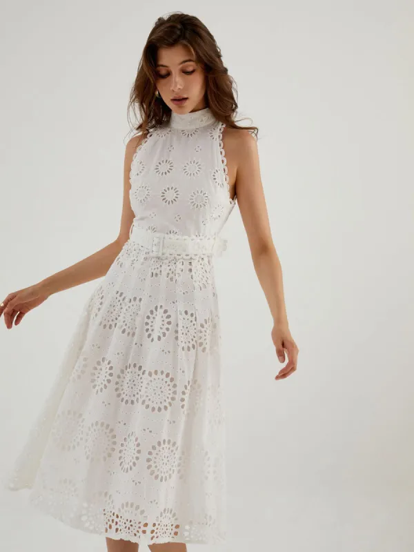 Sunflowers Eyelet Midi Dress sold by COMMENSE