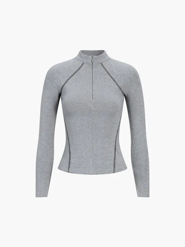 Mock Neck Long Sleeve Sports Shirt sold by COMMENSE