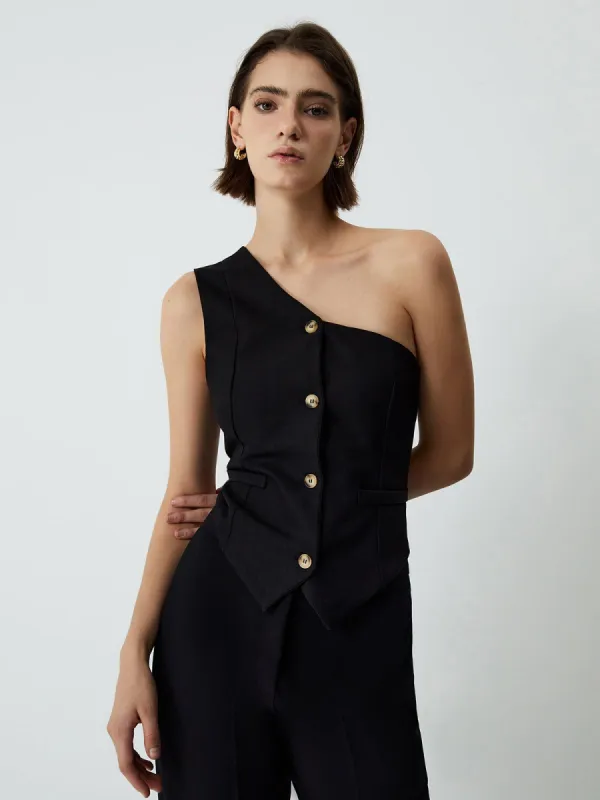 Asymmetric Strap Tank Top sold by COMMENSE