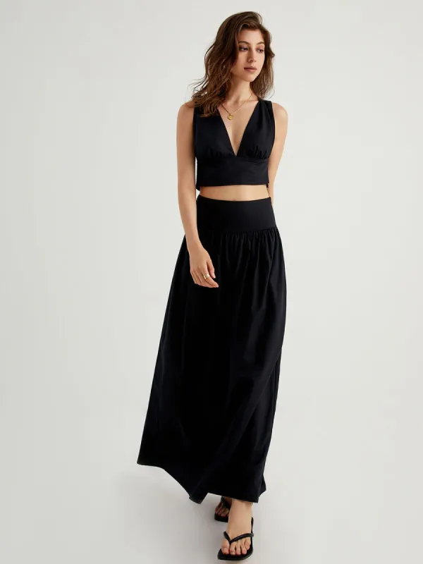 Eleganza Open Back Two Piece Skirt Set sold by COMMENSE