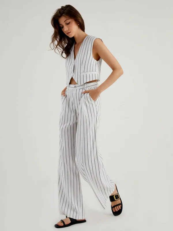 Indie Sleaze Pinstripe Wide Leg Pants made by COMMENSE