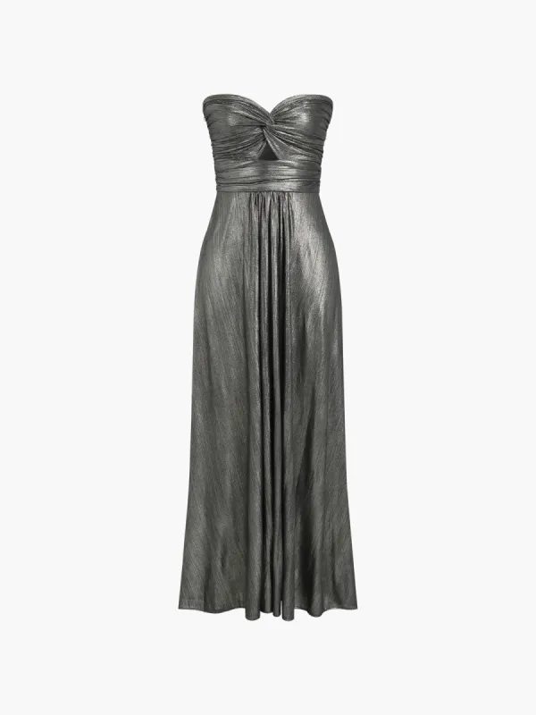 Dazzling Knotted Zippered Long Tube Dress made by COMMENSE