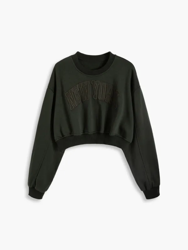 Letter Print Crop Sweatshirt sold by COMMENSE