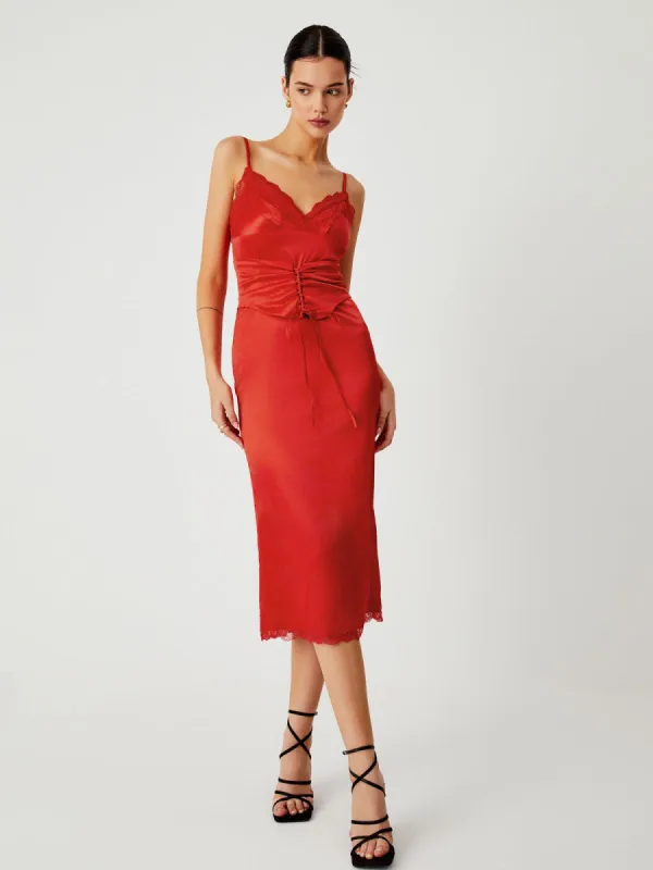 Thornheart Lace Satin Corset Midi Dress made by COMMENSE