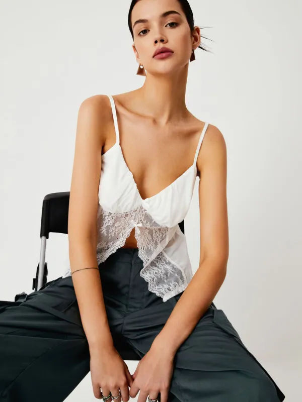 Floral Lace Mesh Fly Away Cami Top sold by COMMENSE