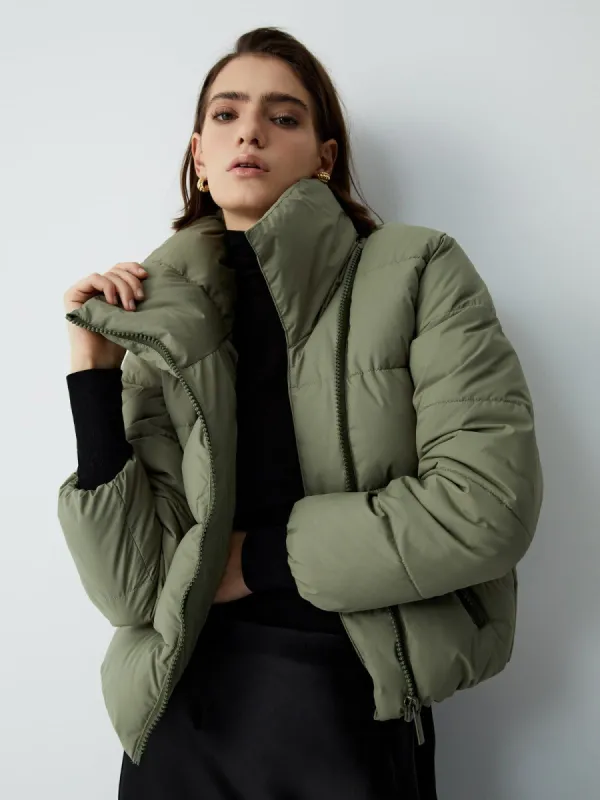 Stand Collar Quilted Puffer Crop Coat made by COMMENSE