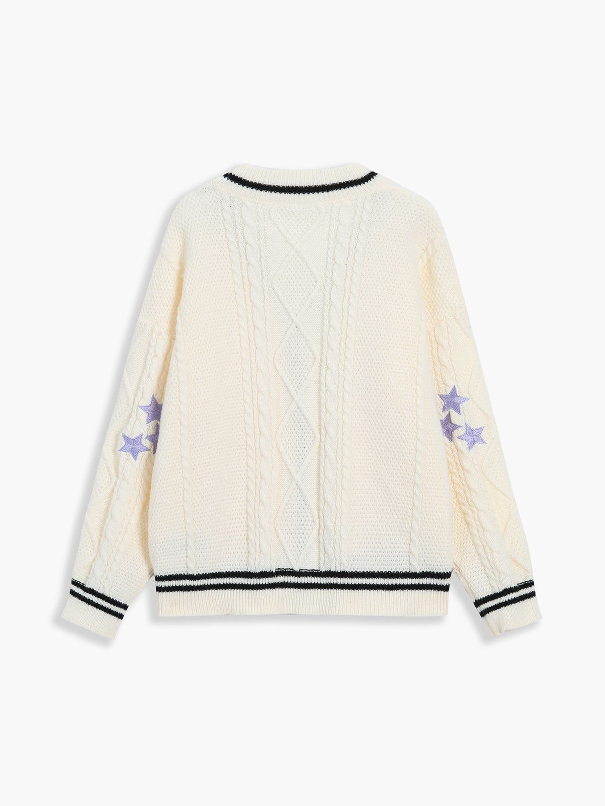 The New Way Contrast Trim Cable Knit Cardigan sold by COMMENSE product image thumbnail 2