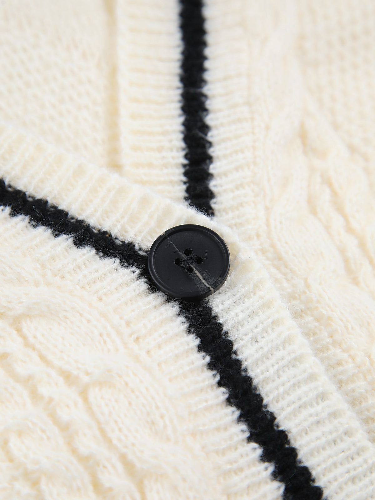 The New Way Contrast Trim Cable Knit Cardigan sold by COMMENSE product image thumbnail 3