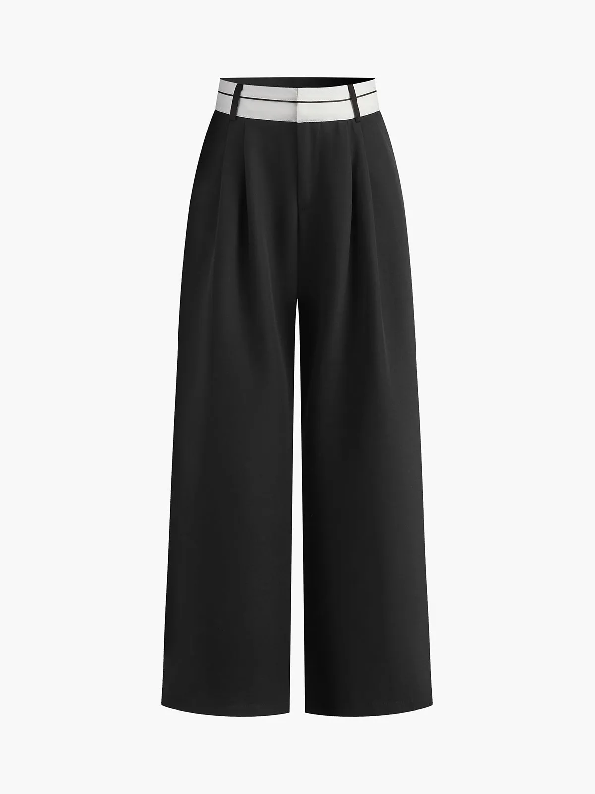 Casual Contrast Wide Leg Pants sold by COMMENSE