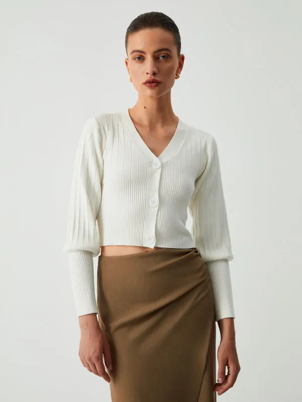 Rib Crop Cardigan sold by COMMENSE